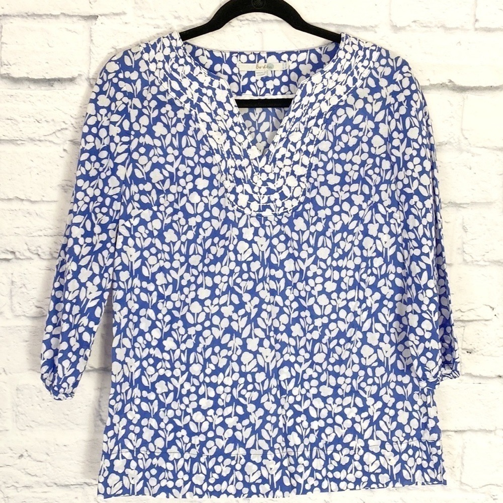 Boden blue floral cotton tunic top 6